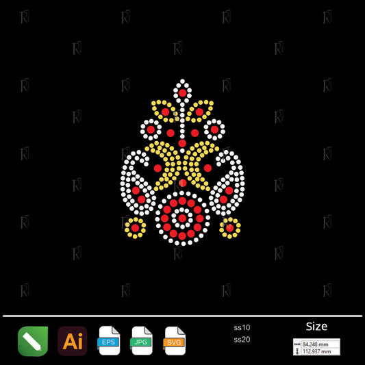 Vintage Bloom Rhinestone Motif – Premium Rhinestone Design by Rhinestone1