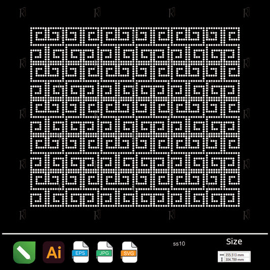 Endless Maze Geometric Rhinestone Pattern – Premium Rhinestone Design by Rhinestone1