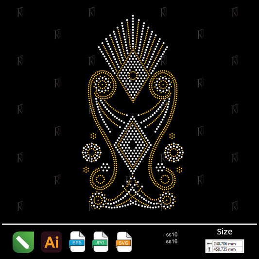 Regal Diamond Swirl Rhinestone Motif – Premium Rhinestone Design by Rhinestone1