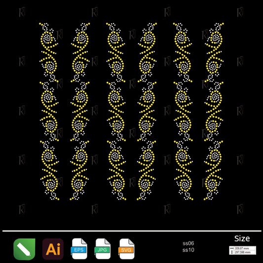 Golden Spiral Border Rhinestone – Premium Rhinestone Design by Rhinestone1