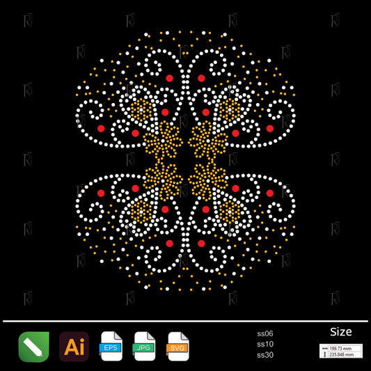 Royal Swirl Floral Rhinestone Pattern – Premium Rhinestone Design by Rhinestone1