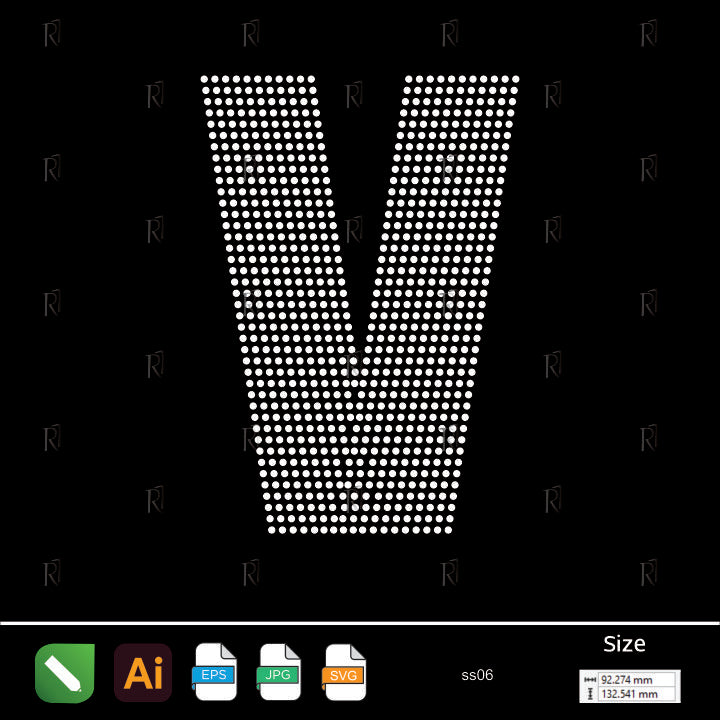 Rhinestone Letter V Bold – Premium Rhinestone Design by Rhinestone1