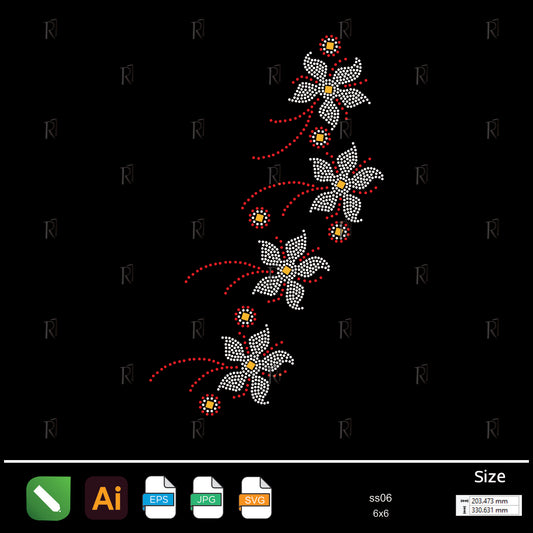 Elegant White Petal Row Rhinestone – Premium Rhinestone Design by Rhinestone1
