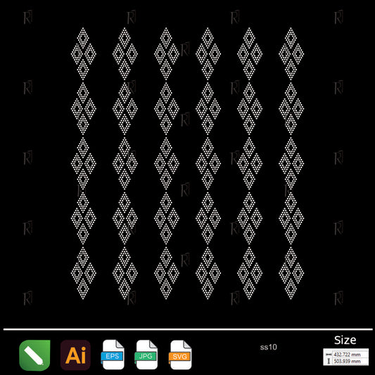 Diamond Column Border Rhinestone – Premium Rhinestone Design by Rhinestone1