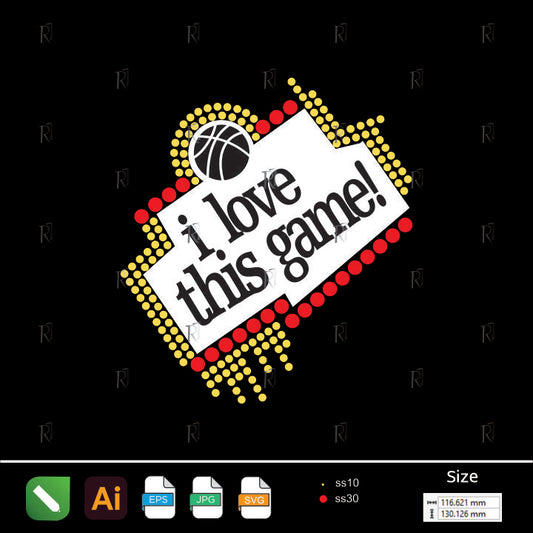 I Love This Game Rhinestone – Premium Rhinestone Design by Rhinestone1