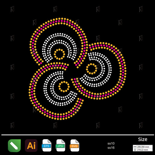 Vibrant Triple Wave Rhinestone – Premium Rhinestone Design by Rhinestone1