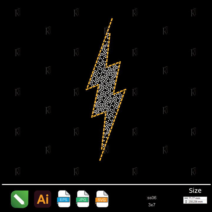 Golden Edge Lightning Bolt Rhinestone – Premium Rhinestone Design by Rhinestone1