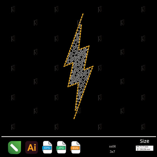 Golden Edge Lightning Bolt Rhinestone – Premium Rhinestone Design by Rhinestone1