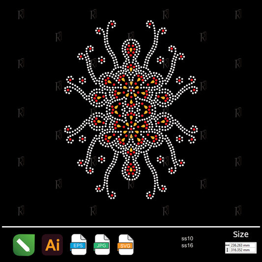 Floral Burst Mandala Rhinestone – Premium Rhinestone Design by Rhinestone1
