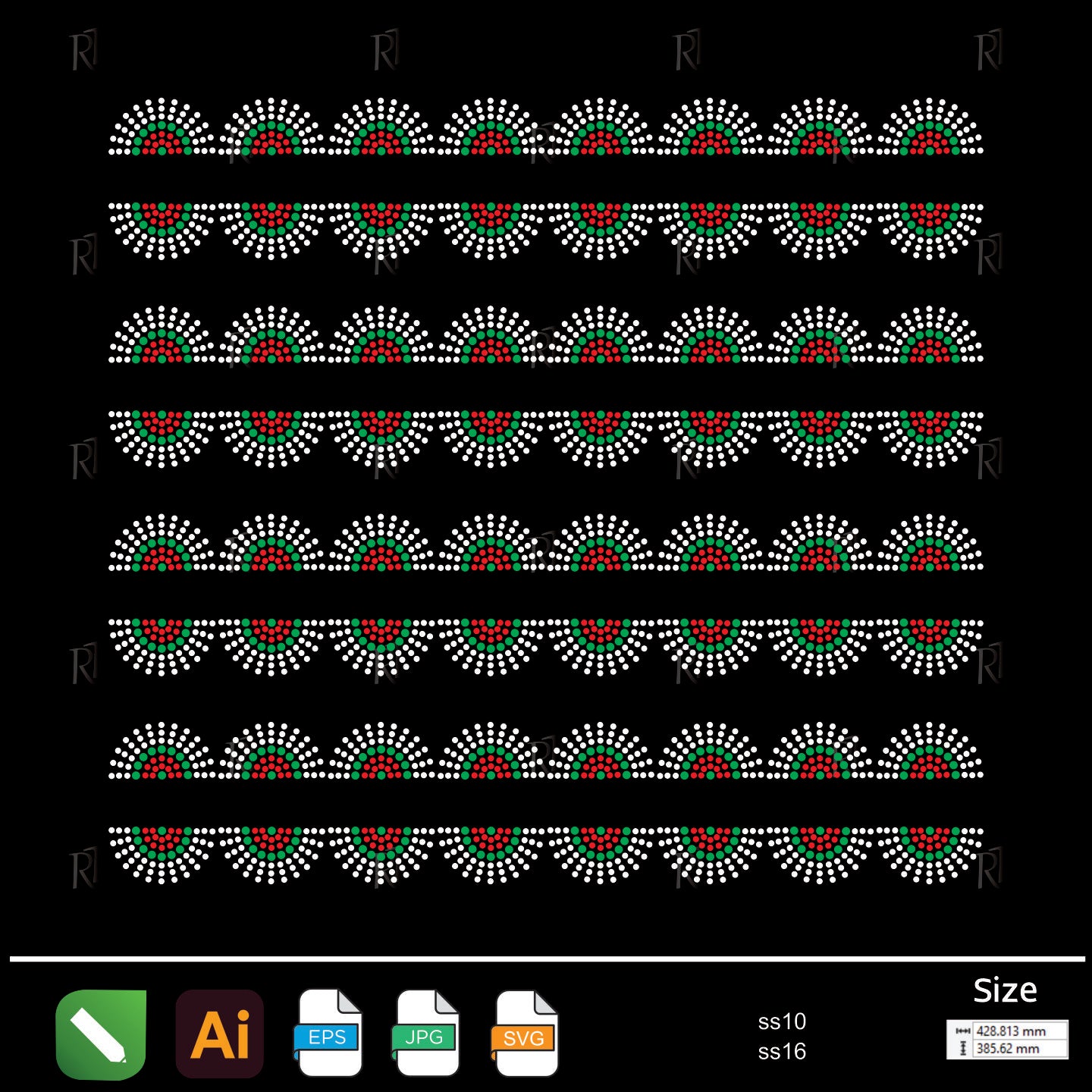 Festive Radiant Border Rhinestone – Premium Rhinestone Design by Rhinestone1