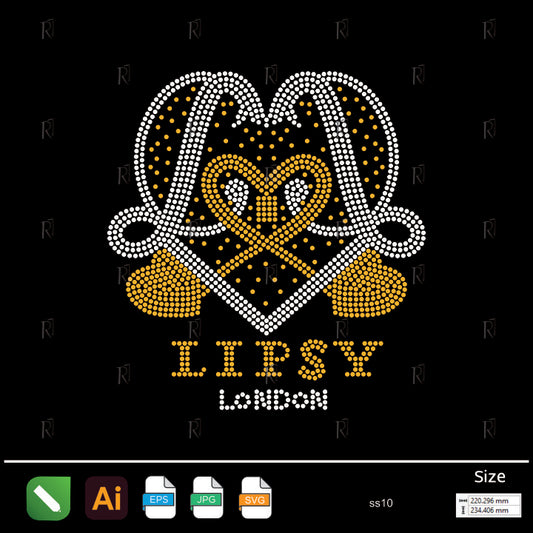 Lipsy London Heart Rhinestone Design – Premium Rhinestone Design by Rhinestone1