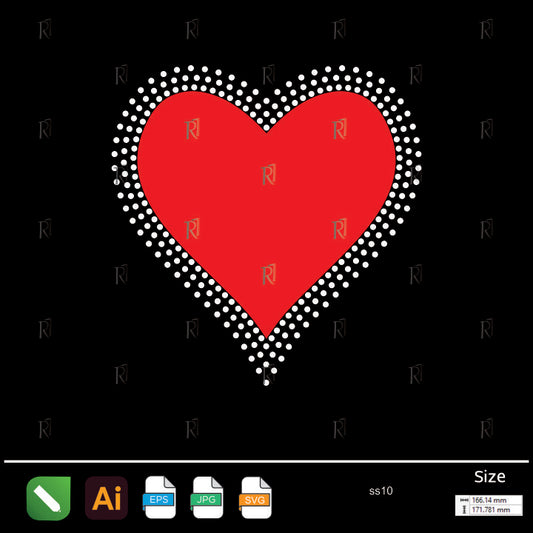 Bold Red Heart Silhouette Rhinestone – Premium Rhinestone Design by Rhinestone1
