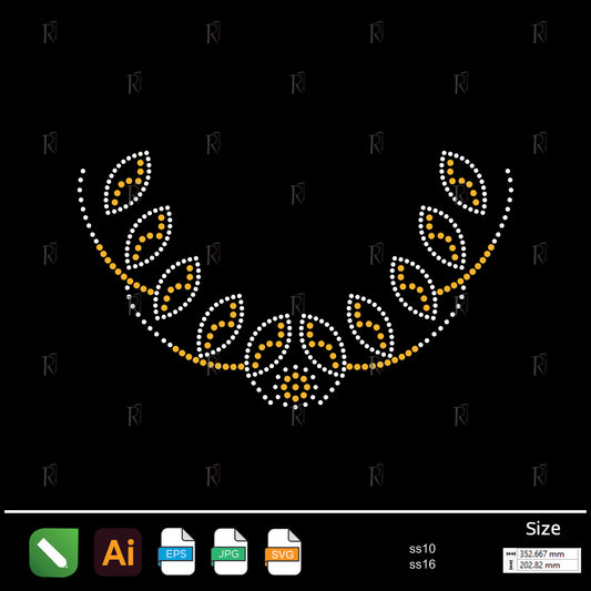 Leaf Curve Collar Rhinestone – Premium Rhinestone Design by Rhinestone1