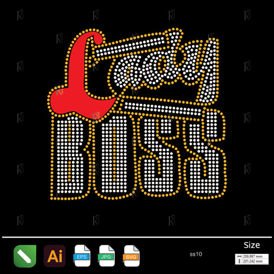 Lady Boss Text Rhinestone – Premium Rhinestone Design by Rhinestone1