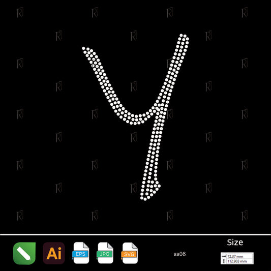Rhinestone Letter Y Script – Premium Rhinestone Design by Rhinestone1