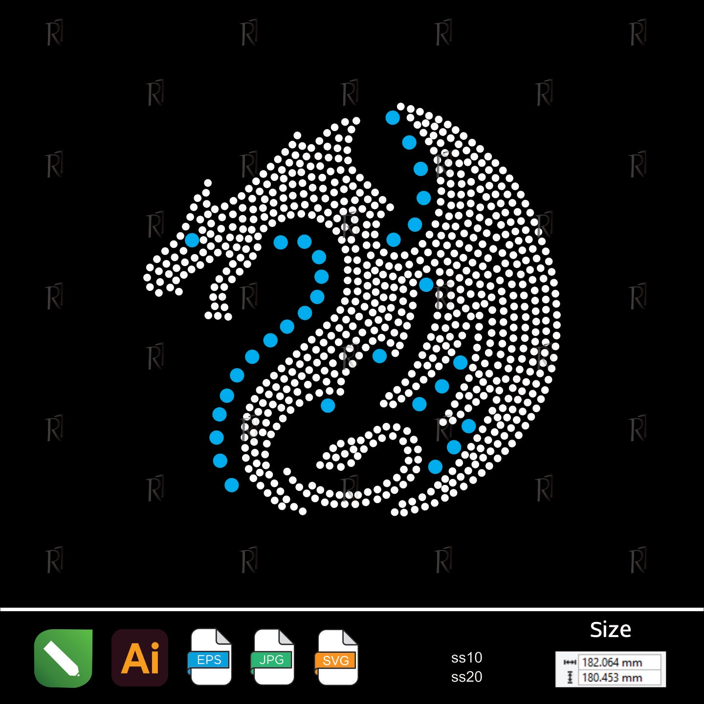 Mystic Dragon Curve Rhinestone – Premium Rhinestone Design by Rhinestone1