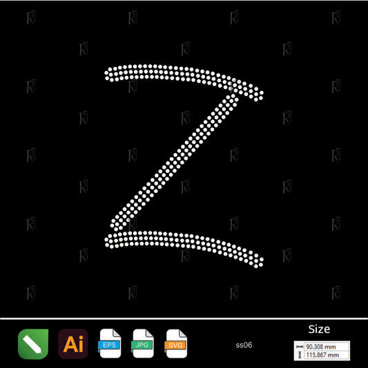 Rhinestone Letter Z Script – Premium Rhinestone Design by Rhinestone1