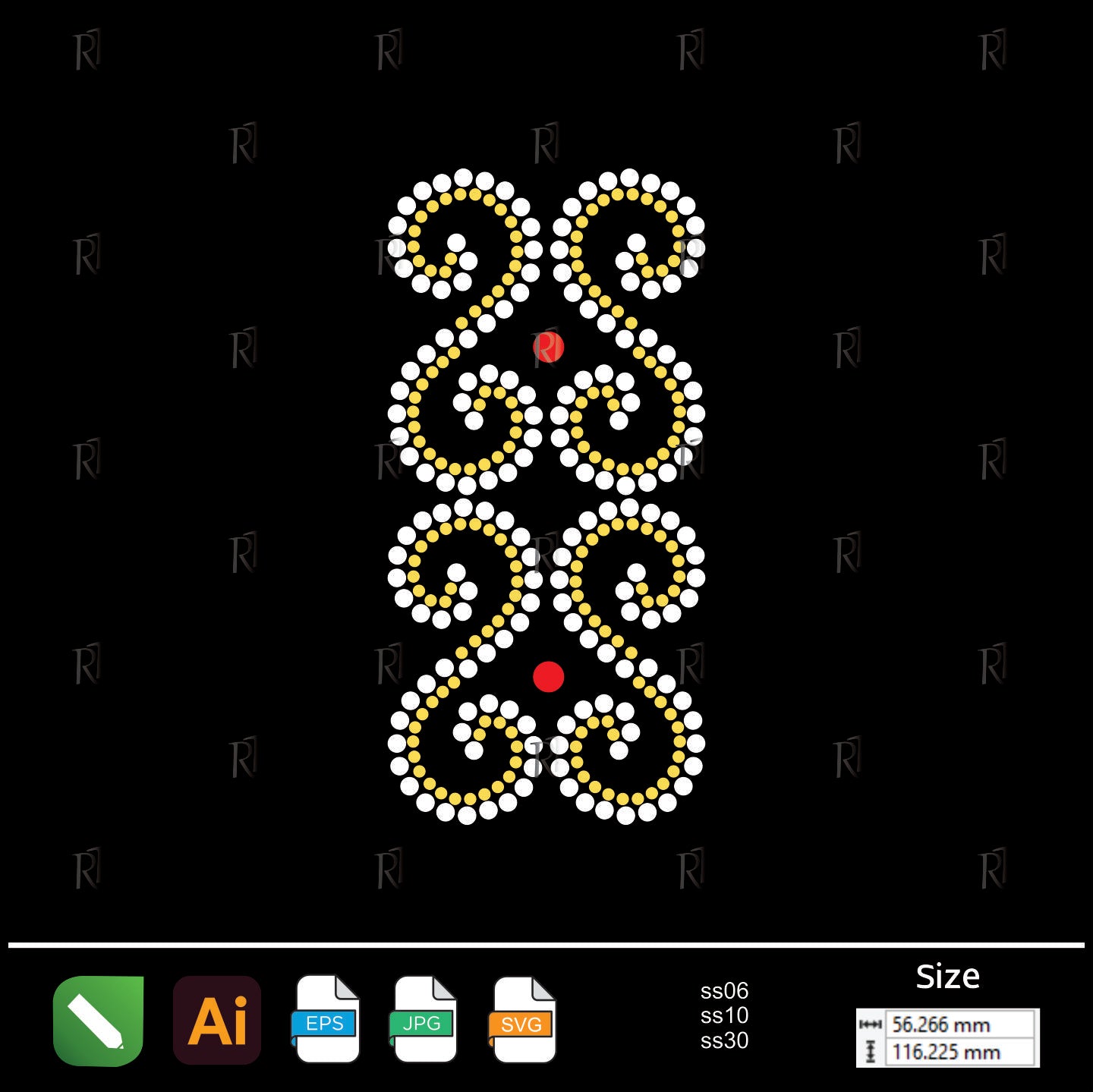 Swirl Harmony Rhinestone Motif – Premium Rhinestone Design by Rhinestone1