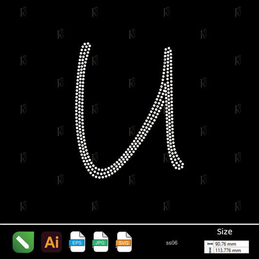 Rhinestone Letter U Script – Premium Rhinestone Design by Rhinestone1