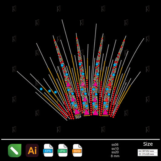 Tribal Sunburst Fan Rhinestone Design – Premium Rhinestone Design by Rhinestone1