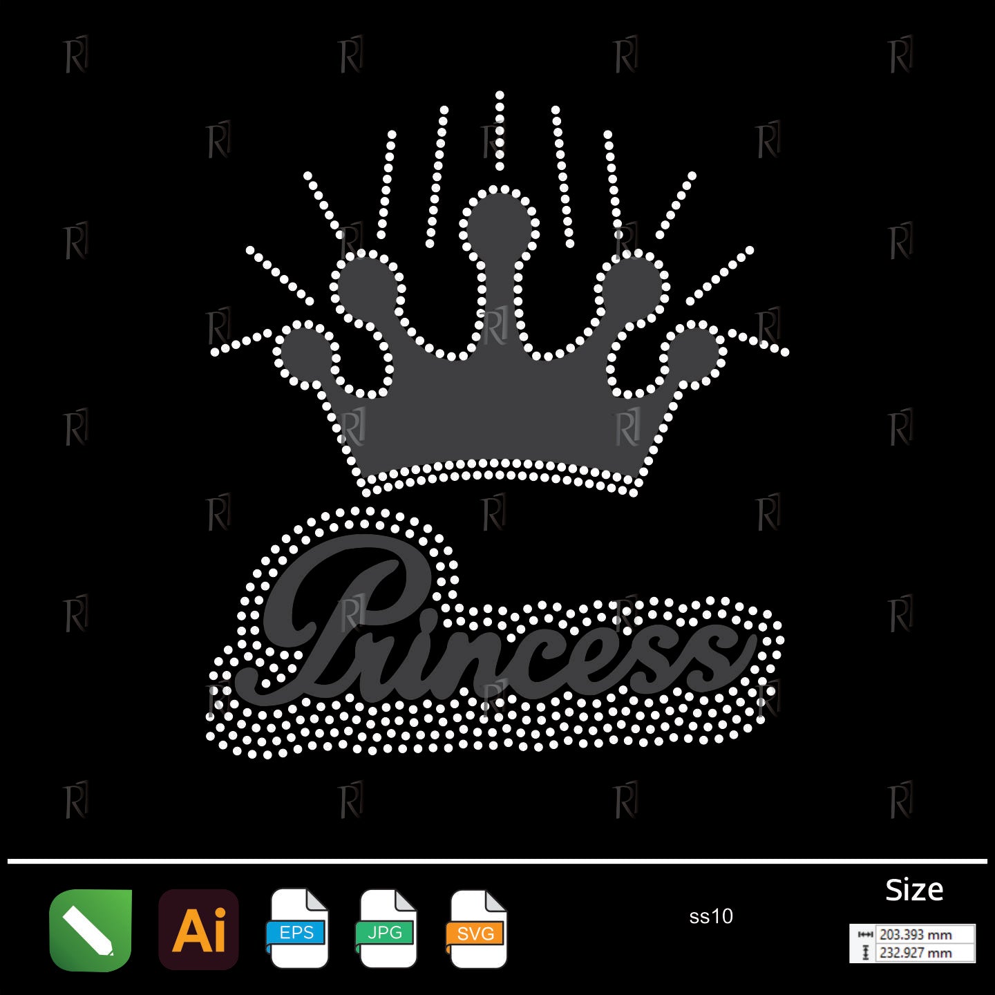 Princess Crown Sparkle Rhinestone – Premium Rhinestone Design by Rhinestone1