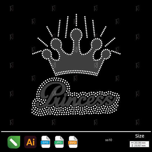Princess Crown Sparkle Rhinestone – Premium Rhinestone Design by Rhinestone1