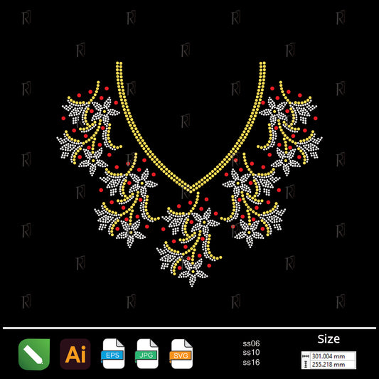 Cascading Floral Necklace Rhinestone – Premium Rhinestone Design by Rhinestone1