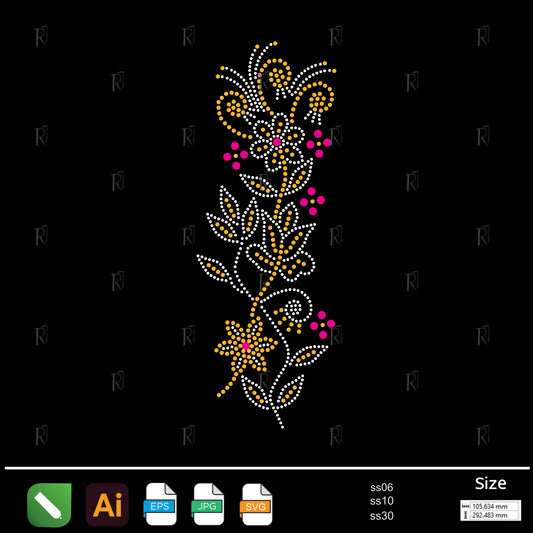 Floral Vine Rhinestone – Premium Rhinestone Design by Rhinestone1