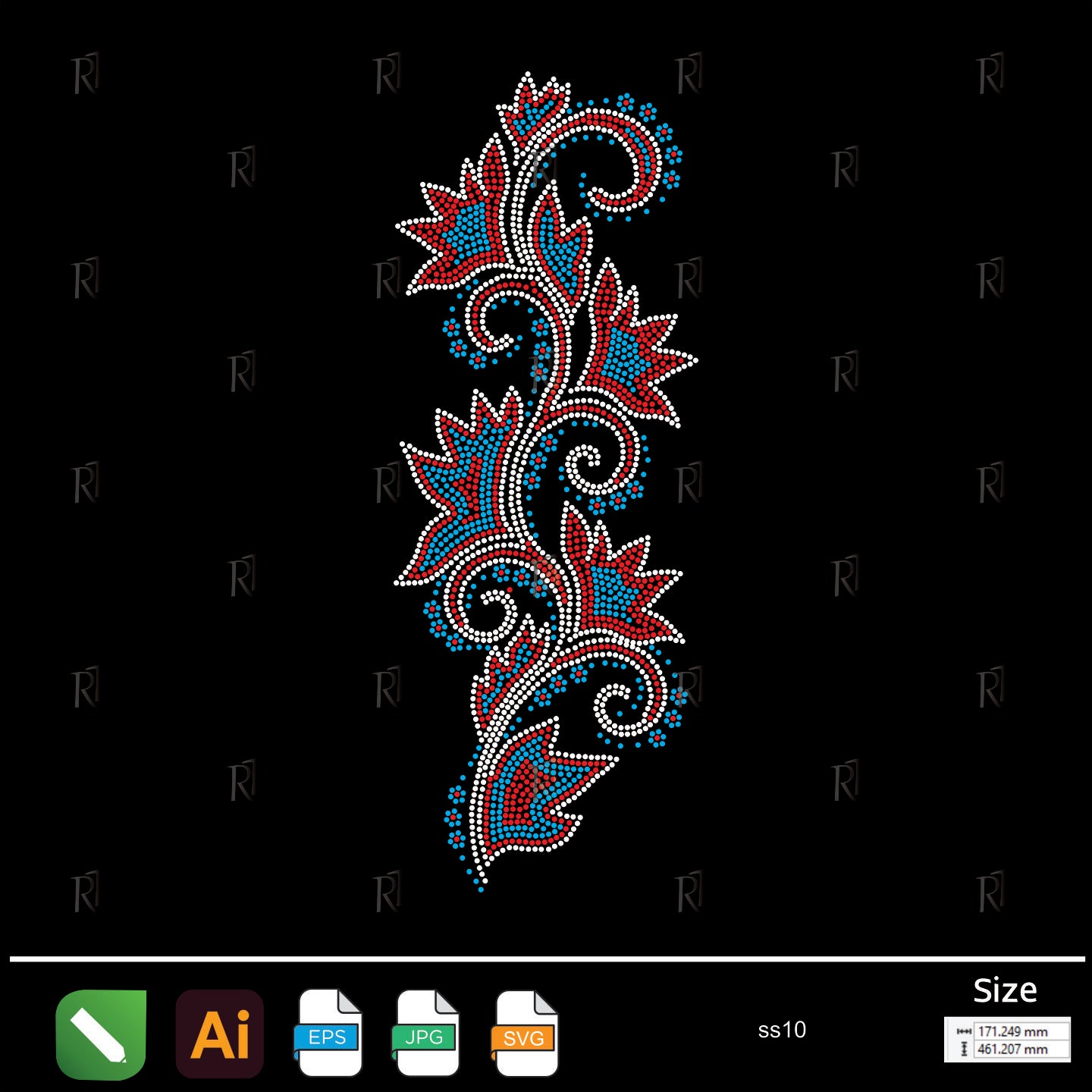 Swirling Leaf Vine Rhinestone – Premium Rhinestone Design by Rhinestone1