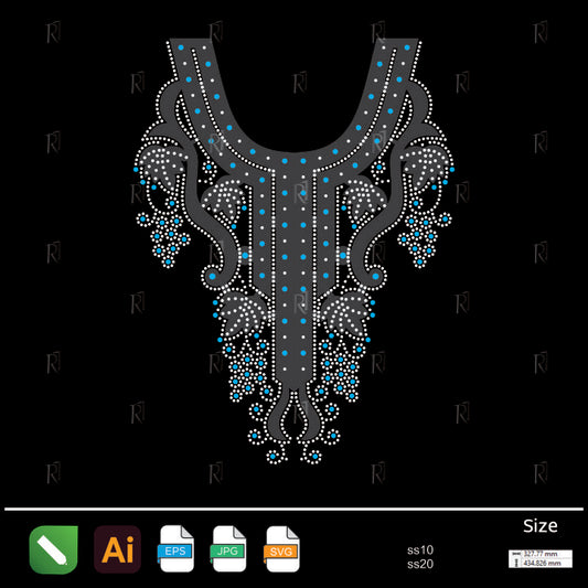 Floral Collar Drape Rhinestone – Premium Rhinestone Design by Rhinestone1
