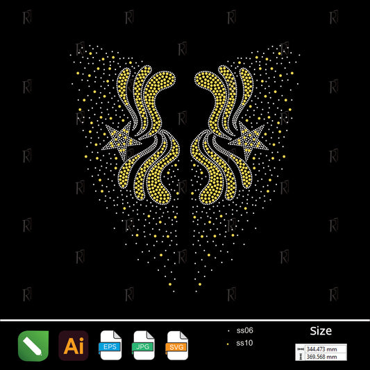 Sparkling Wings with Stars Rhinestone Design – Premium Rhinestone Design by Rhinestone1