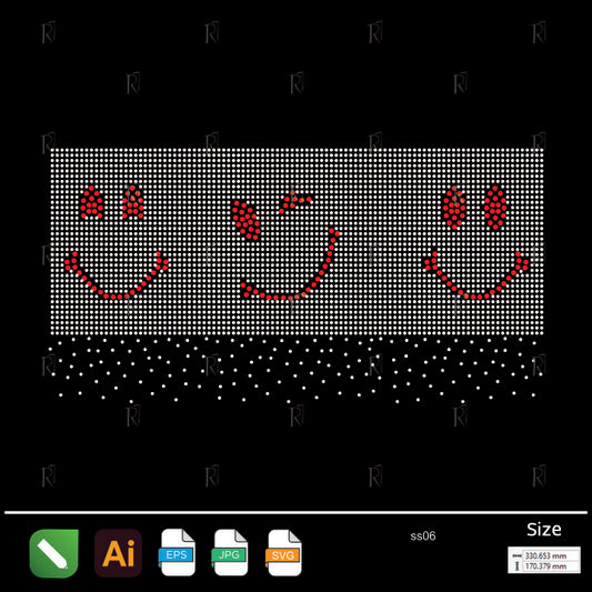Triple Smiley Faces Rhinestone – Premium Rhinestone Design by Rhinestone1