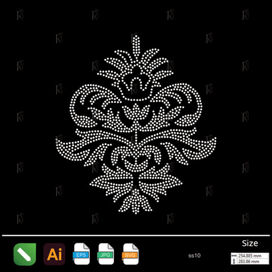 Royal Damask Elegance Rhinestone – Premium Rhinestone Design by Rhinestone1