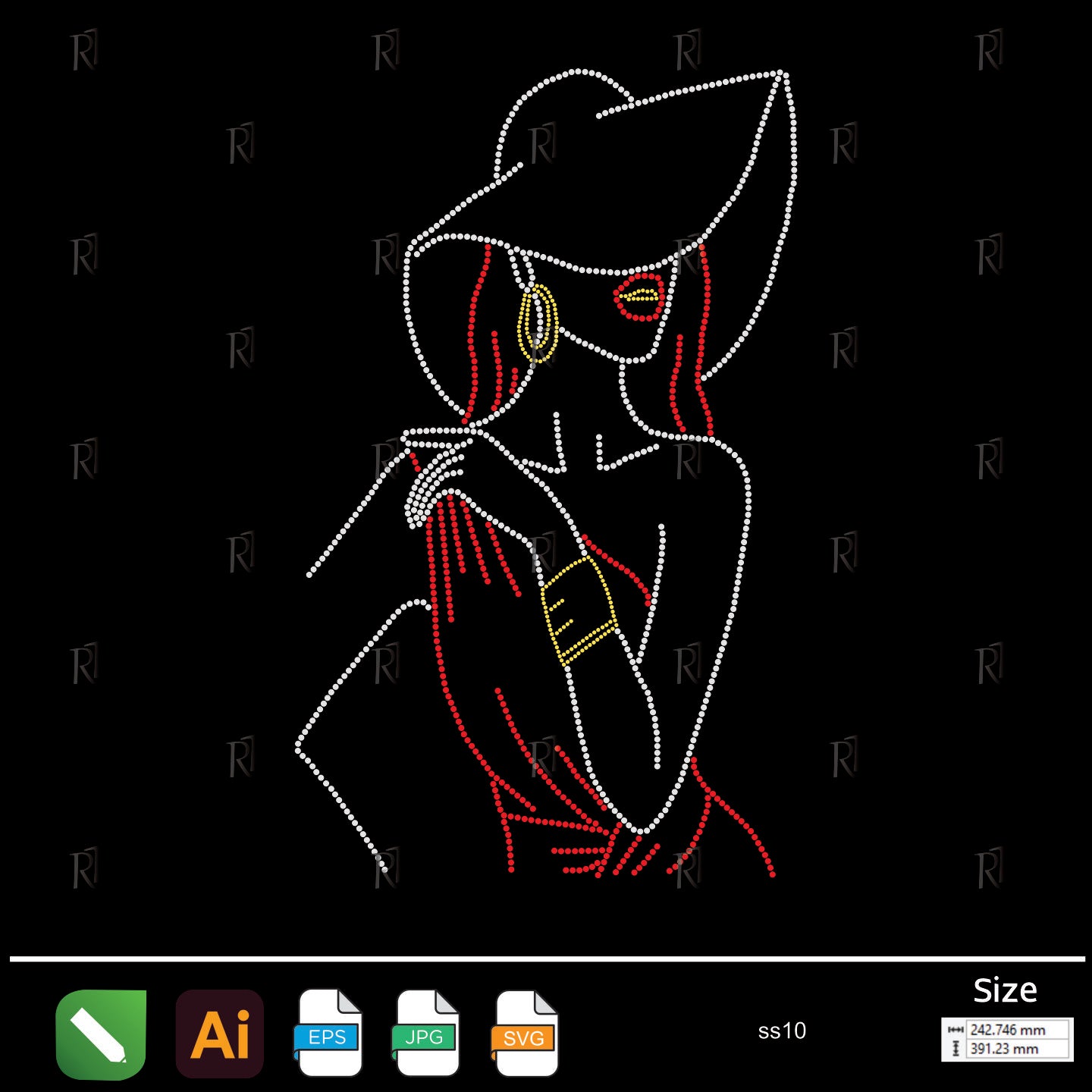 Elegant Lady Silhouette Rhinestone – Premium Rhinestone Design by Rhinestone1