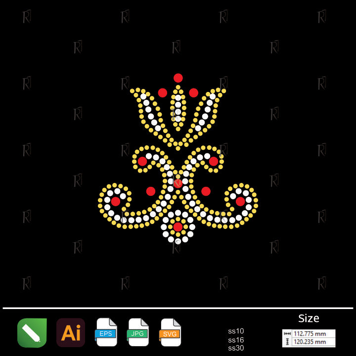 Vintage Tulip Accent – Premium Rhinestone Design by Rhinestone1