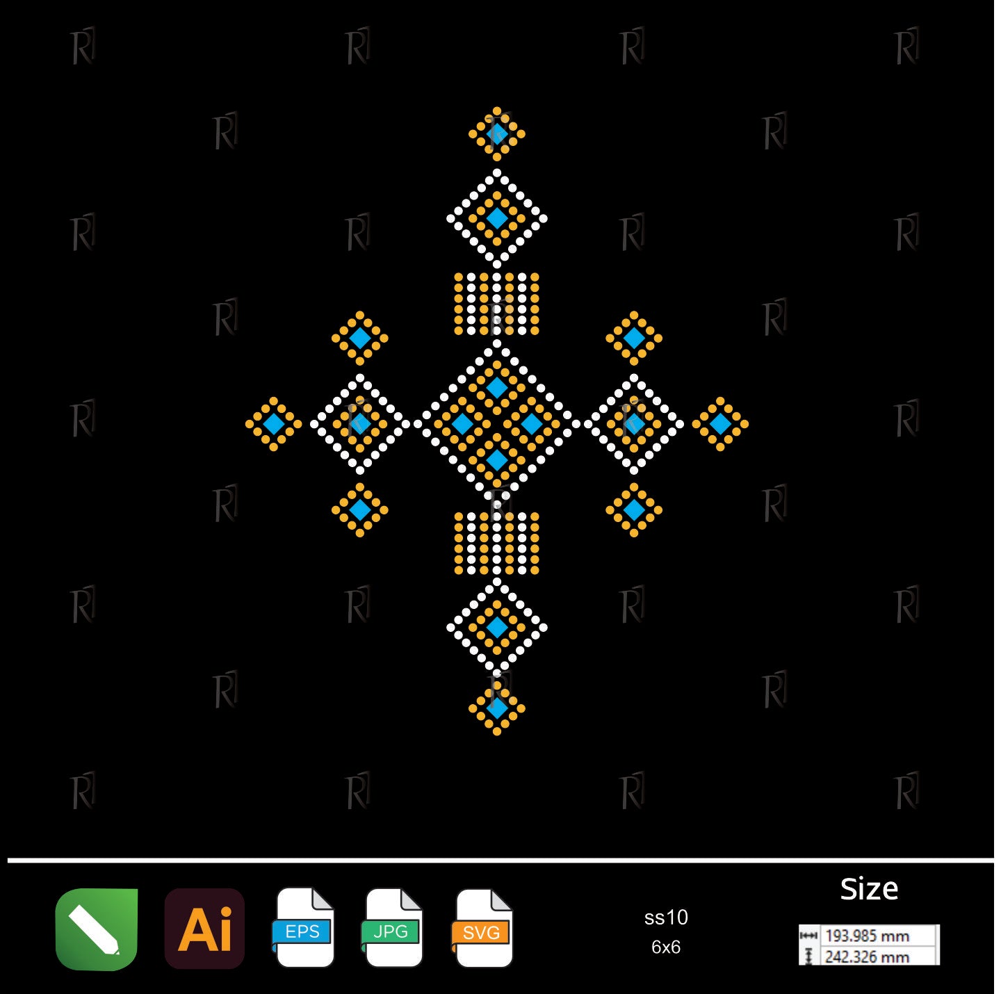 Tribal Diamond Cross Rhinestone Pattern – Premium Rhinestone Design by Rhinestone1
