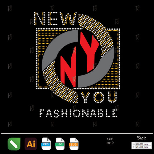 New York Fashionable Text Rhinestone – Premium Rhinestone Design by Rhinestone1
