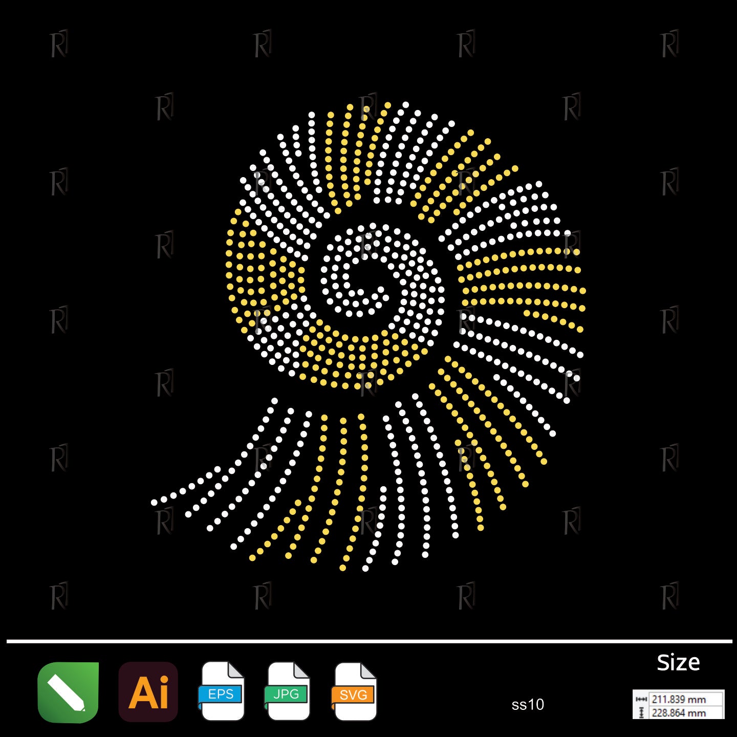 Golden Spiral Flow Rhinestone – Premium Rhinestone Design by Rhinestone1