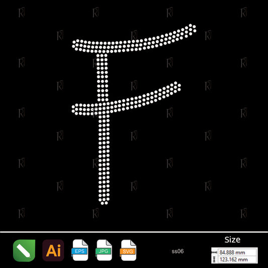 Rhinestone Letter F Script – Premium Rhinestone Design by Rhinestone1