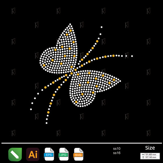 Golden Butterfly Rhinestone1 – Premium Rhinestone Design by Rhinestone1