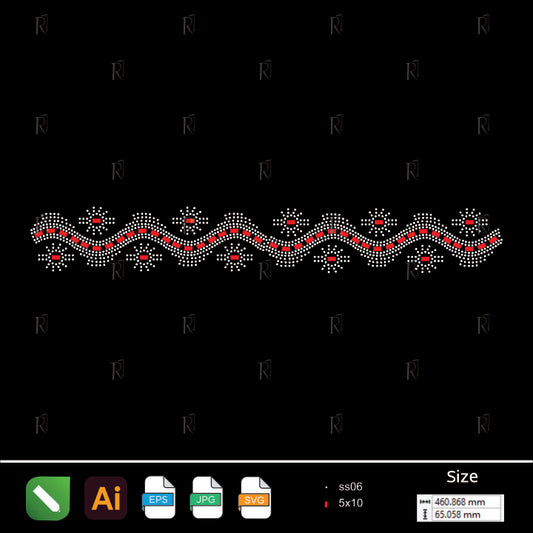 Wavy Floral Border Rhinestone Design – Premium Rhinestone Design by Rhinestone1