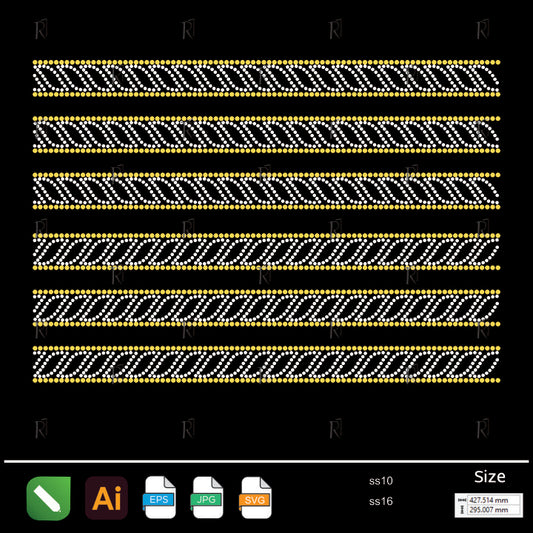 Twisted Rope Border Rhinestone – Premium Rhinestone Design by Rhinestone1