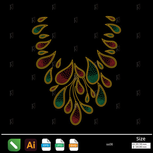 Golden Necklace Drop Rhinestone – Premium Rhinestone Design by Rhinestone1