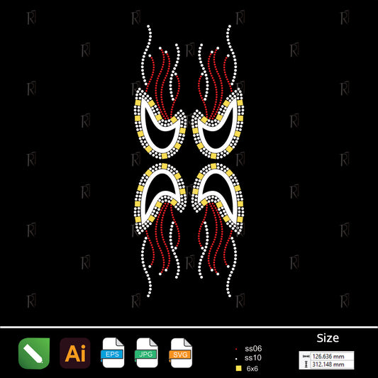 Abstract Vertical Motif Rhinestone Design – Premium Rhinestone Design by Rhinestone1