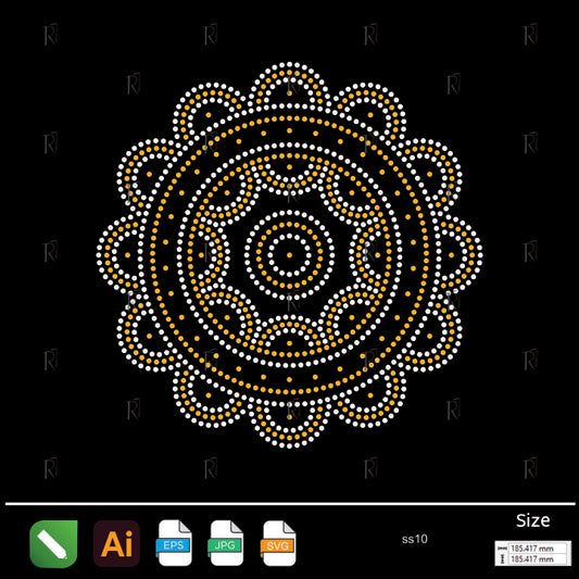 Golden Mandala Bloom Rhinestone – Premium Rhinestone Design by Rhinestone1