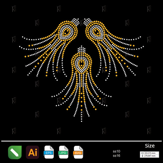Golden Birds in Flight Rhinestone – Premium Rhinestone Design by Rhinestone1