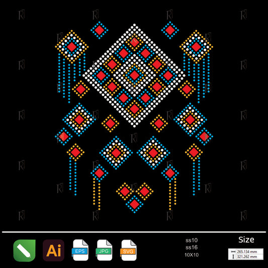 Colorful Diamond Geometric Rhinestone Design – Premium Rhinestone Design by Rhinestone1
