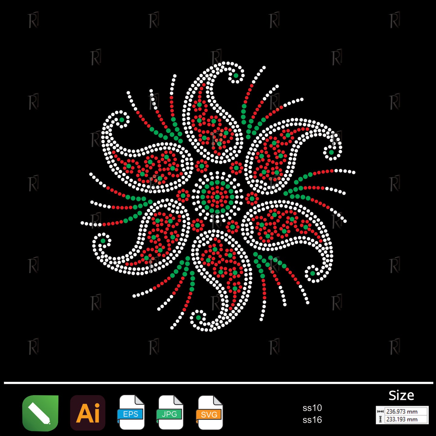 Paisley Floral Spiral Rhinestone – Premium Rhinestone Design by Rhinestone1