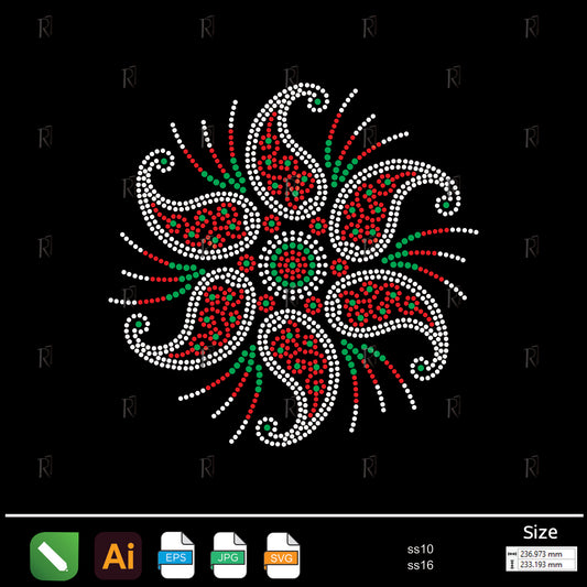 Paisley Floral Spiral Rhinestone – Premium Rhinestone Design by Rhinestone1