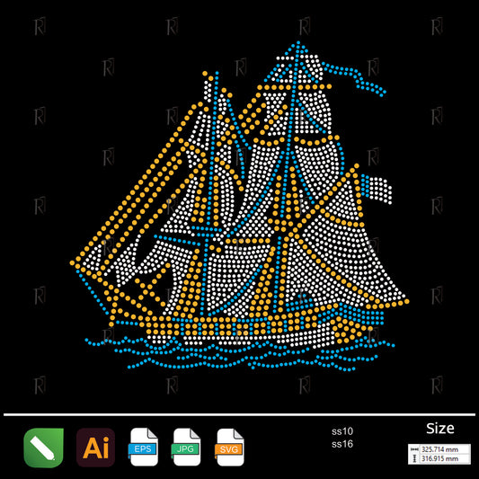 Sailing Ship Rhinestone – Premium Rhinestone Design by Rhinestone1